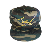 SnapbackHats ( camouflage ) , ( white / black brim ) , & ( Black/Black Ostrich brim) , ( Black/Black )