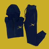 Sweatsuit “Maroon” zip-up (med) + Navy Blue zip-up (small)