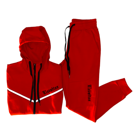 SweatSuit ELEVATION “Red & Olive Green” zip-up (small) & “Black” (large)